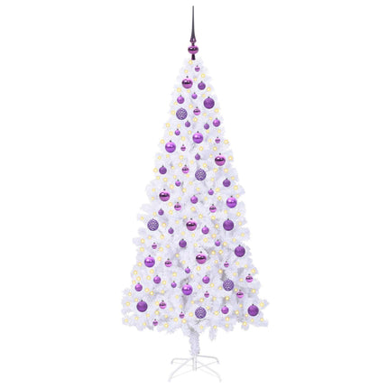 Konstgjord julgran med 300 LED-lampor Vit 180 cm PVC och stål