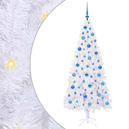 Konstgjord julgran med 300 LED-lampor Vit 180 cm PVC och stål
