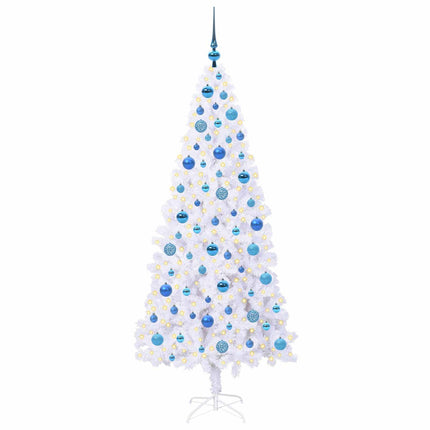 Konstgjord julgran med 300 LED-lampor Vit 180 cm PVC och stål