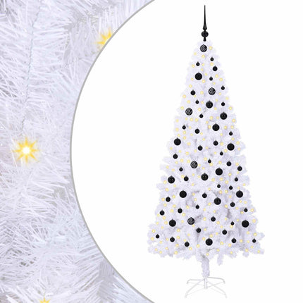 Konstgjord julgran med 300 LED-lampor Vit 210 cm PVC och stål