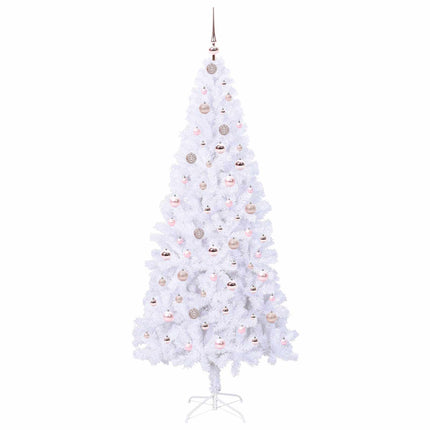 Konstgjord julgran med 300 LED-lampor Vit 210 cm PVC och stål