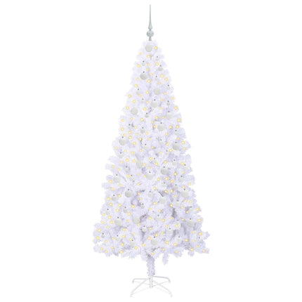 Konstgjord julgran med 300 LED-lampor Vit 210 cm PVC och stål