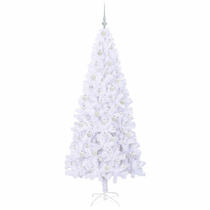 Konstgjord julgran med 300 LED-lampor Vit 210 cm PVC och stål