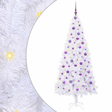 Konstgjord julgran med 300 LED-lampor Vit 210 cm PVC och stål