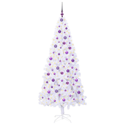Konstgjord julgran med 300 LED-lampor Vit 210 cm PVC och stål