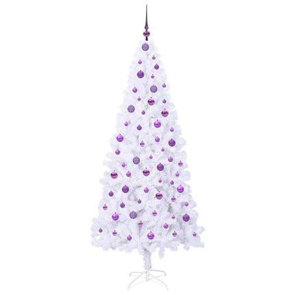 Konstgjord julgran med 300 LED-lampor Vit 210 cm PVC och stål