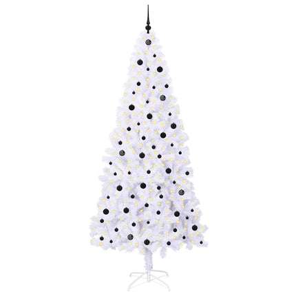 Konstgjord julgran med 300 LED-lampor Vit 240 cm PVC och stål