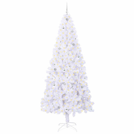 Konstgjord julgran med 300 LED-lampor Vit 240 cm PVC och stål
