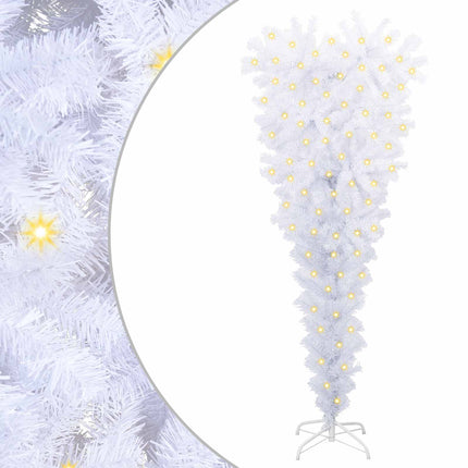 Konstgjord julgran med 150 LED-lampor Vit 120 cm PVC och stål