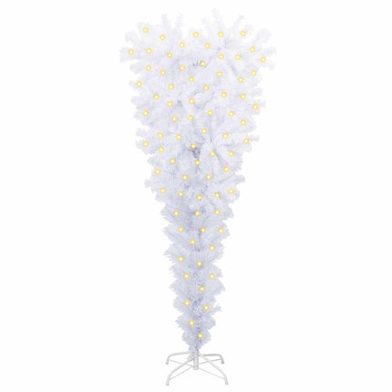 Konstgjord julgran med 150 LED-lampor Vit 120 cm PVC och stål