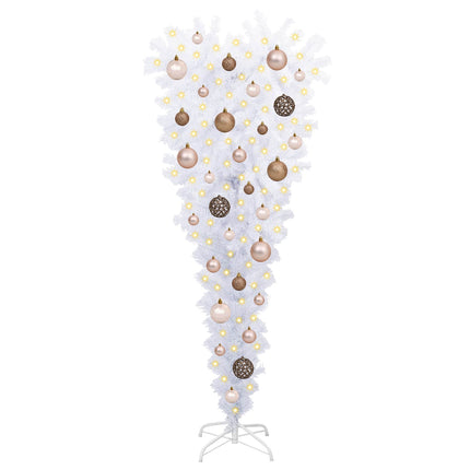 Konstgjord julgran med 150 LED-lampor Vit 120 cm PVC och Stål