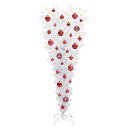 Konstgjord julgran med 150 LED-lampor Vit 120 cm PVC och Stål