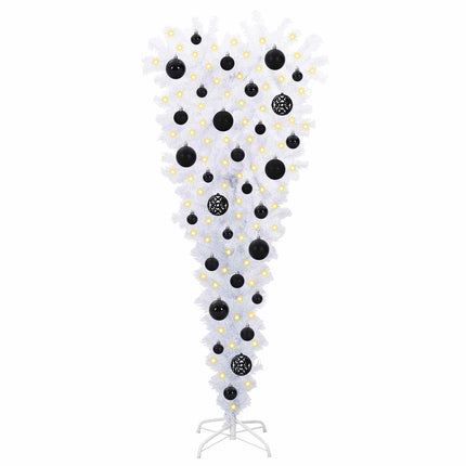 Konstgjord julgran med 150 LED-lampor Vit 120 cm PVC och Stål