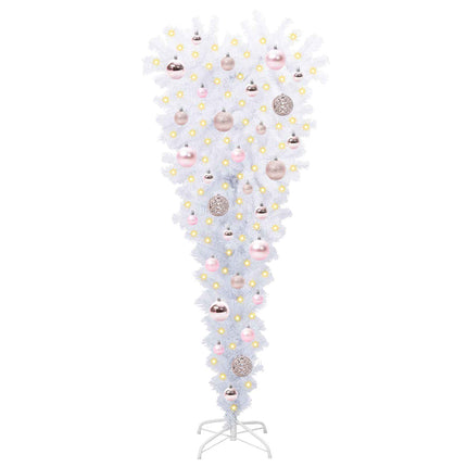 Konstgjord julgran med 150 LED-lampor Vit 120 cm PVC och Stål