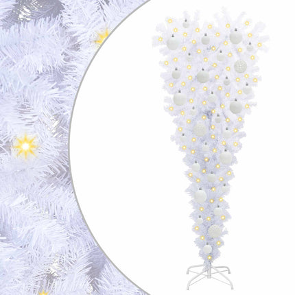 Konstgjord julgran med 150 LED-lampor Vit 120 cm PVC och Stål