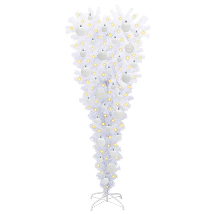 Konstgjord julgran med 150 LED-lampor Vit 120 cm PVC och Stål