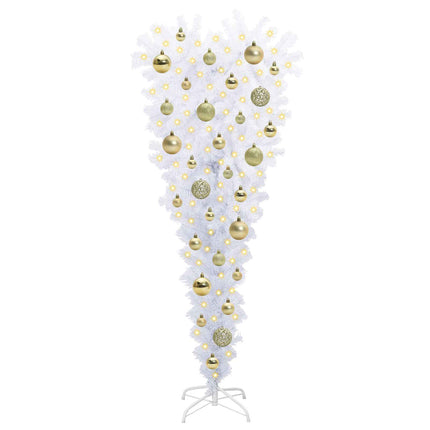 Konstgjord julgran med 150 LED-lampor Vit 120 cm PVC och Stål