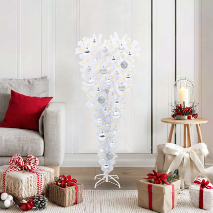 Konstgjord julgran med 150 LED-lampor Vit 120 cm PVC och Stål