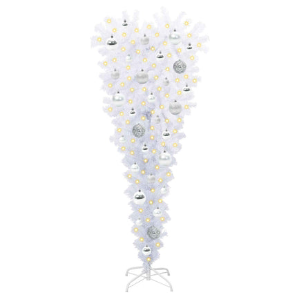 Konstgjord julgran med 150 LED-lampor Vit 120 cm PVC och Stål