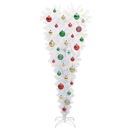 Konstgjord julgran med 150 LED-lampor Vit 120 cm PVC och Stål