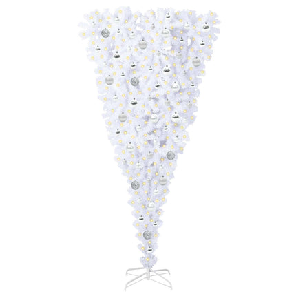 Konstgjord julgran med 300 LED-lampor Vit 180 cm PVC och Stål