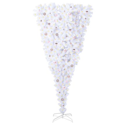 Konstgjord julgran med 300 LED-lampor Vit 240 cm PVC och Stål