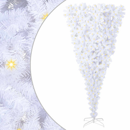 Konstgjord julgran med 300 LED-lampor Vit 240 cm PVC och Stål