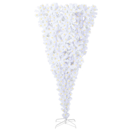 Konstgjord julgran med 300 LED-lampor Vit 240 cm PVC och Stål