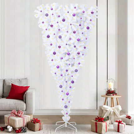 Konstgjord julgran med 300 LED-lampor Vit 240 cm PVC och Stål