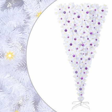 Konstgjord julgran med 300 LED-lampor Vit 240 cm PVC och Stål