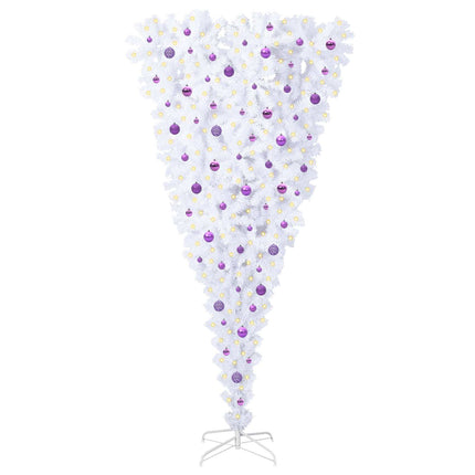 Konstgjord julgran med 300 LED-lampor Vit 240 cm PVC och Stål