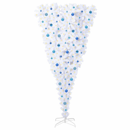 Konstgjord julgran med 300 LED-lampor Vit 240 cm PVC och Stål