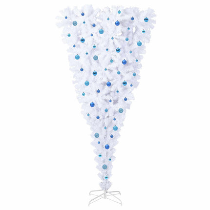 Konstgjord julgran med 300 LED-lampor Vit 240 cm PVC och Stål