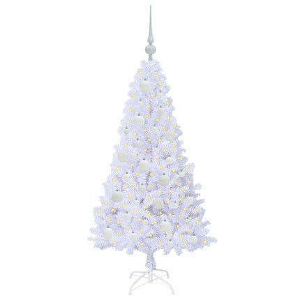 Konstgjord julgran med 150 LED-lampor Vit 120 cm PVC och stål