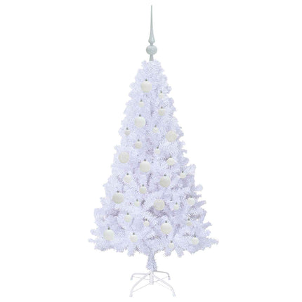 Konstgjord julgran med 150 LED-lampor Vit 120 cm PVC och stål