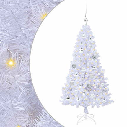 Konstgjord julgran med 150 LED-lampor Vit 120 cm PVC och stål