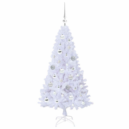 Konstgjord julgran med 150 LED-lampor Vit 120 cm PVC och stål