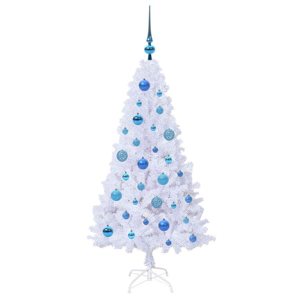 Konstgjord julgran med 150 LED-lampor Vit 120 cm PVC och stål