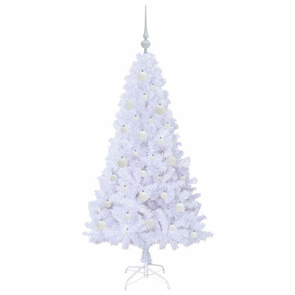 Konstgjord julgran med 150 LED-lampor Vit 150 cm PVC och stål