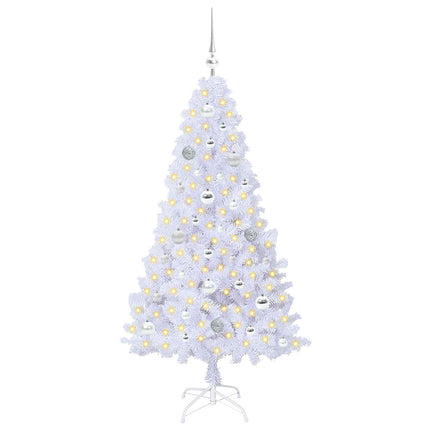 Konstgjord julgran med 150 LED-lampor Vit 150 cm PVC och stål