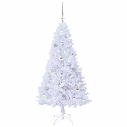 Konstgjord julgran med 150 LED-lampor Vit 150 cm PVC och stål