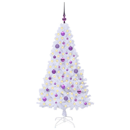 Konstgjord julgran med 150 LED-lampor Vit 150 cm PVC och stål