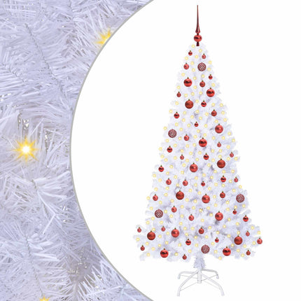 Konstgjord julgran med 300 LED-lampor Vit 180 cm PVC och stål