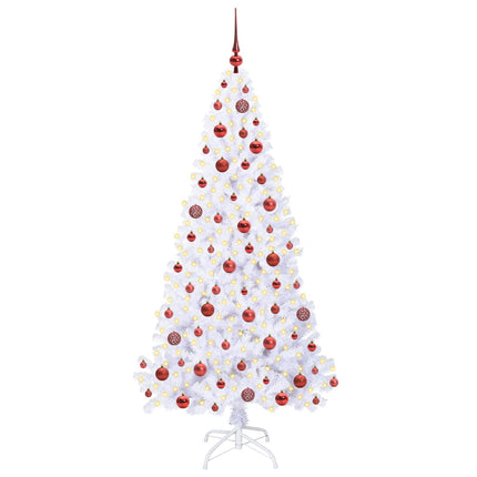 Konstgjord julgran med 300 LED-lampor Vit 180 cm PVC och stål