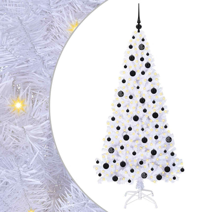 Konstgjord julgran med 300 LED-lampor Vit 180 cm PVC och stål