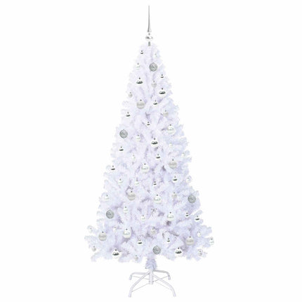 Konstgjord julgran med 300 LED-lampor Vit 180 cm PVC och stål