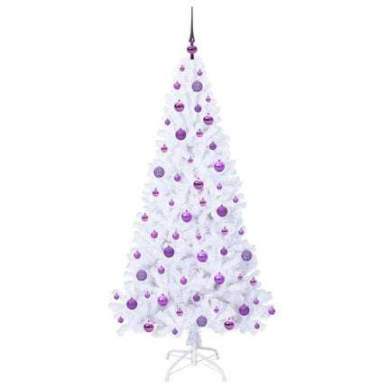 Konstgjord julgran med 300 LED-lampor Vit 180 cm PVC och stål