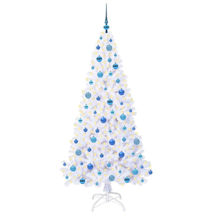 Konstgjord julgran med 300 LED-lampor Vit 180 cm PVC och stål