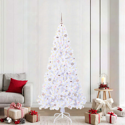 Konstgjord julgran med 300 LED-lampor Vit 210 cm PVC och stål