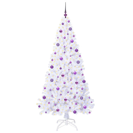 Konstgjord julgran med 300 LED-lampor Vit 210 cm PVC och stål